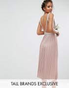 Tfnc Tall Wedding Embellished Open Back Midi Prom Skater Dress - Pink