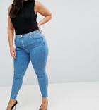 Asos Curve Ridley High Waist Skinny Jeans In Harry Lightwash Blue - Blue