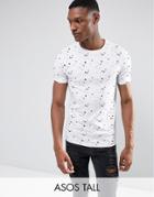 Asos Tall Muscle T-shirt With Splatter Print - White