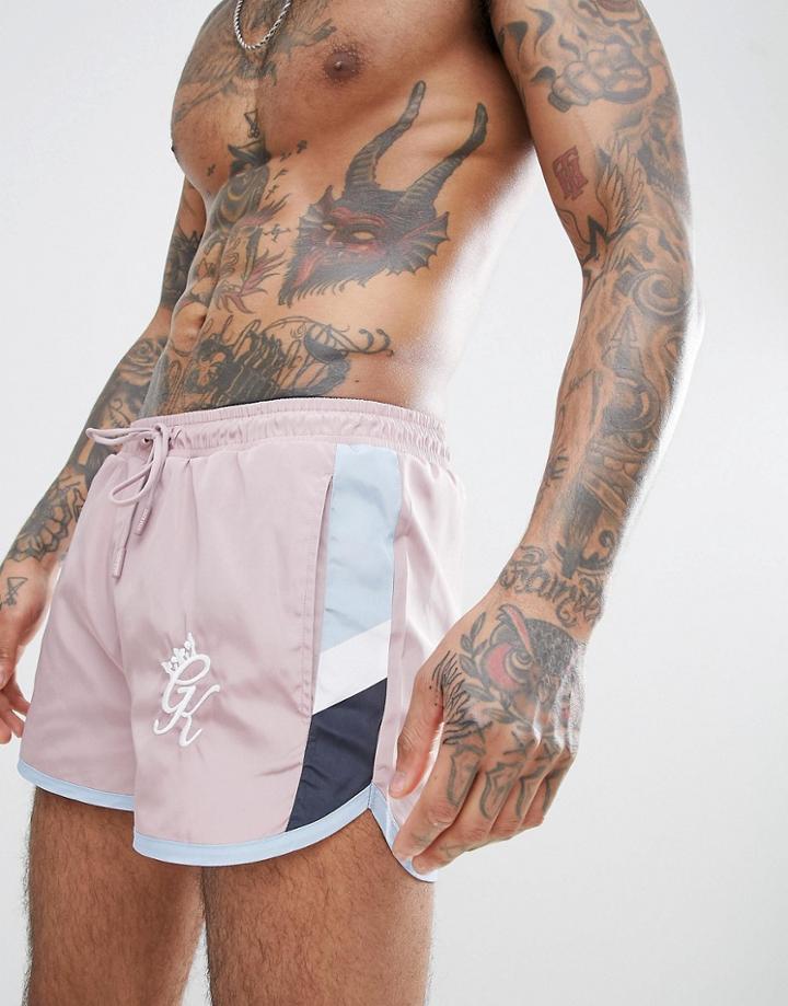 Gym King Retro Swim Shorts In Pink - Pink