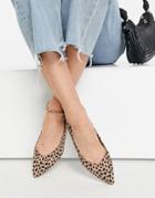 Truffle Collection Easy Ballet Flats With Pointed Toe In Leopard-multi