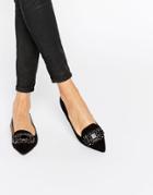 Head Over Heels By Dune Lou Lou Embellished Pointed Flat Shoes - Black