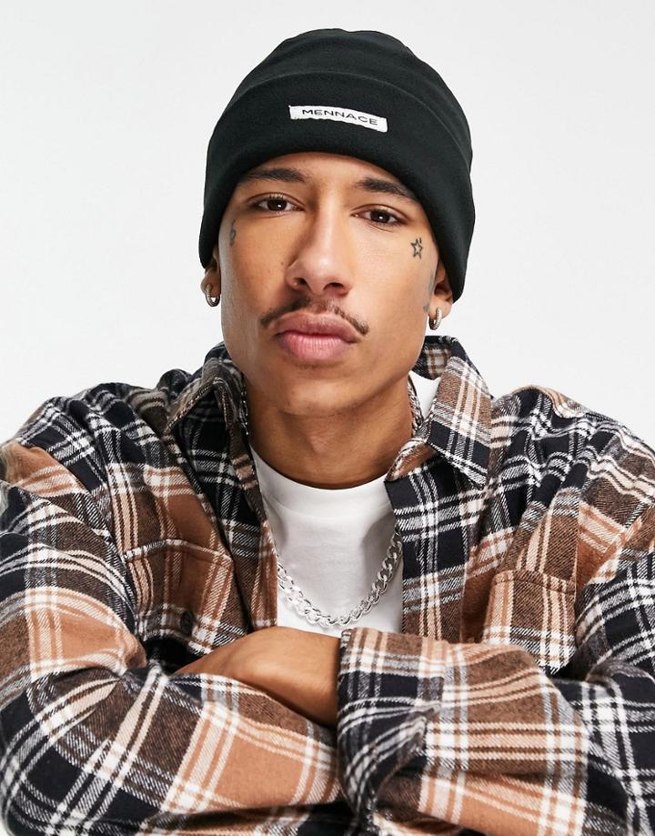 Mennace Ribbed Beanie In Black