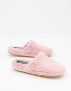 Glamorous Fluffy Slippers In Pale Pink