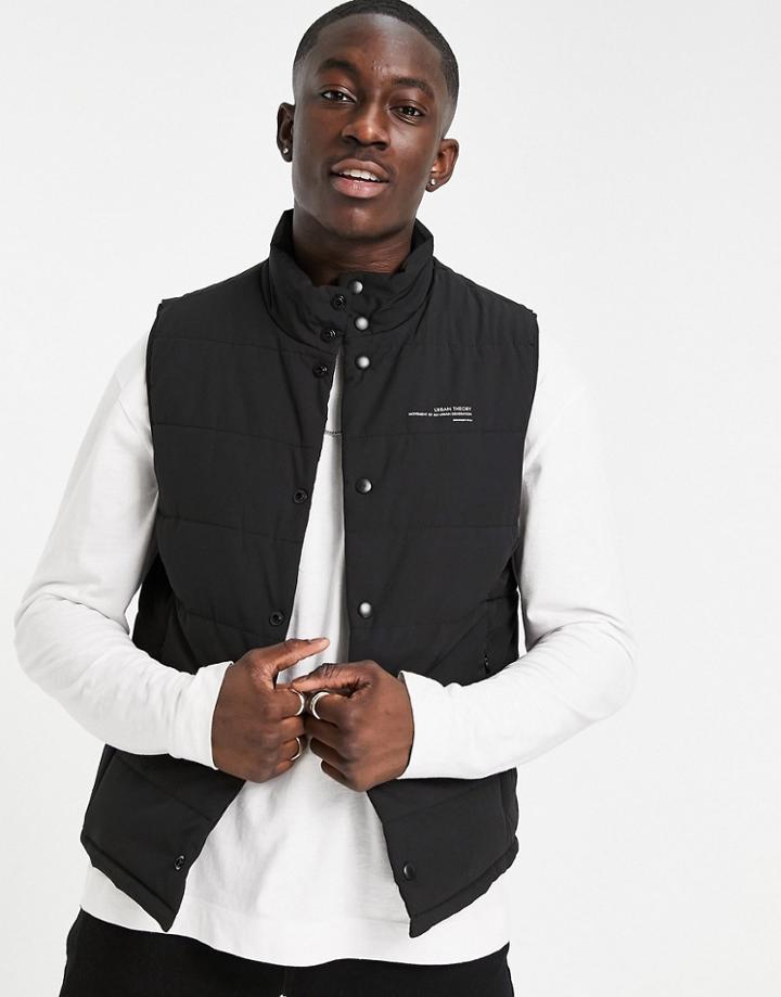 Pull & Bear Padded Vest In Black