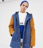 Collusion Denim Parka Jacket With Contrast Sleeves