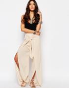Lira Vacation Pants With Tie Front - Ivory
