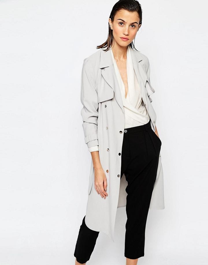 Warehouse Premium Soft Trench - Gray