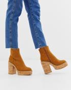 Asos Design Equator Cork Platform Boots In Tan