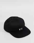 New Look Snapback Cap With Nyc Logo In Black - Black