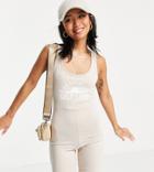 Noisy May Petite Exclusive Collegiate Unitard Romper In Stone-grey