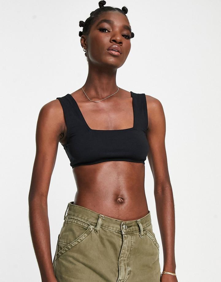 Asos Design Super Crop Square Neck Cami In Black