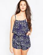 Ax Paris Overlay Playsuit - Blue
