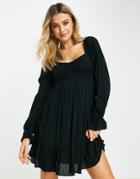 Hollister Eyelet Fitted Mini Dress In Black