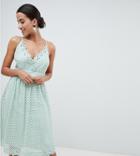 Boohoo Cami Lace Midi Dress - Green
