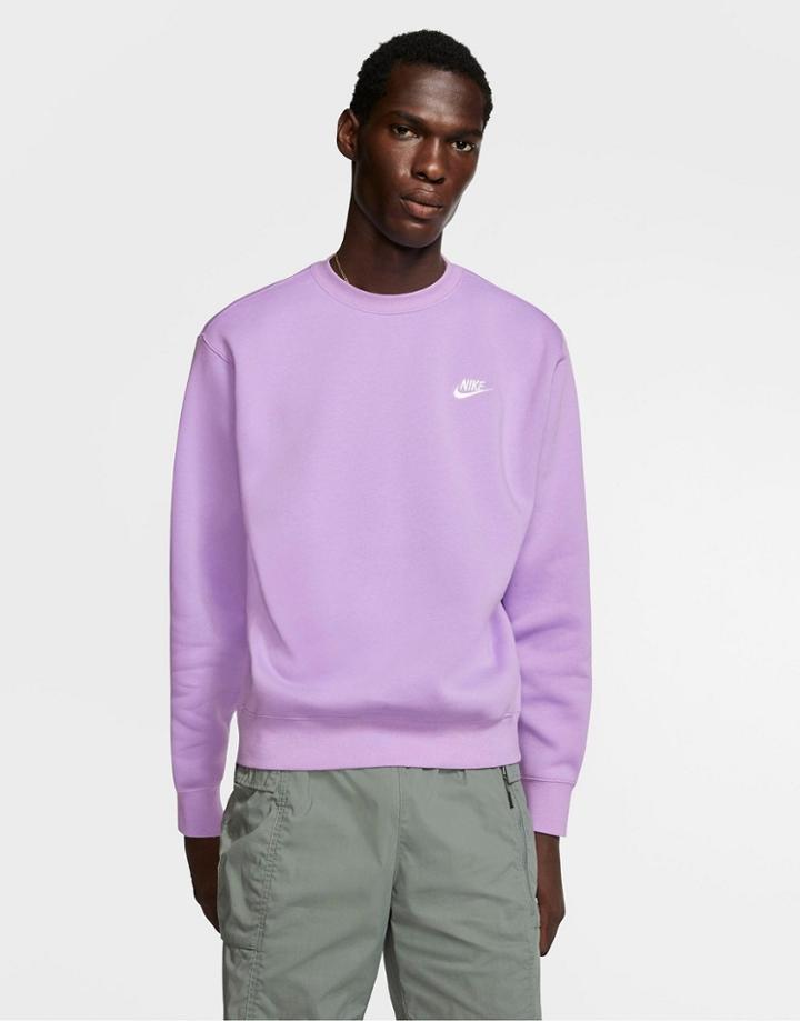 Nike Club Crew Neck Sweat In Lilac-purple