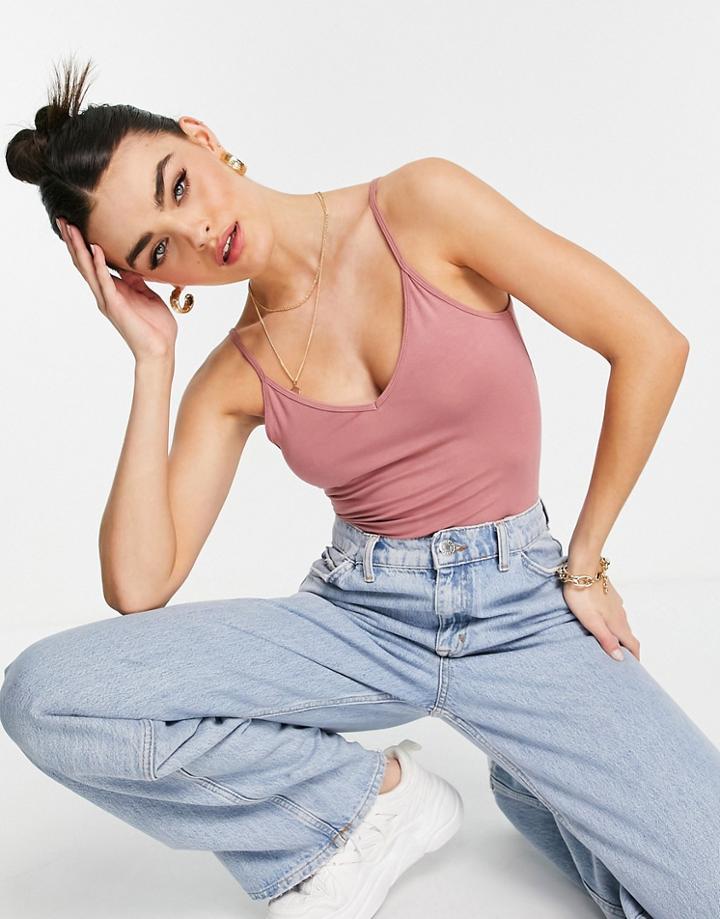 Asos Design Ultimate Cami With V-neck In Rose-pink