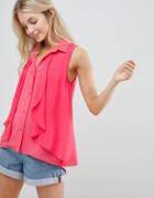 Qed London Sleeveless Shirt With Draping - Pink