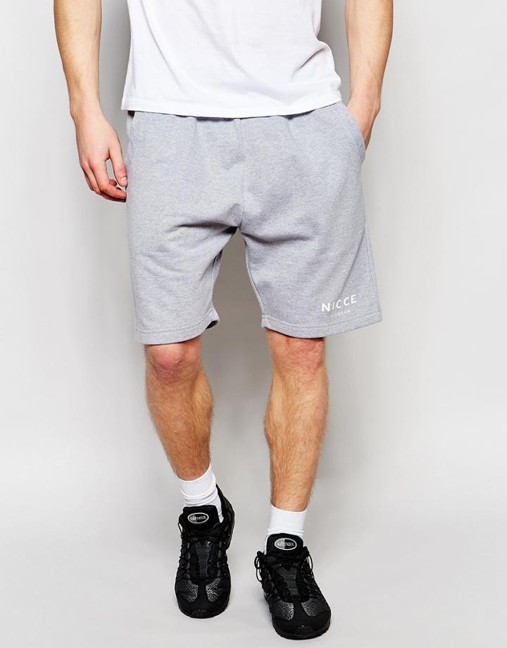 Nicce London Sweat Shorts With Logo - Gray