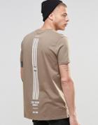 Asos Longline T-shirt With Flag Spine Print In Brown - Coco Brown