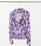 Asos Design Tall High Neck Top With Sweetheart Cut Out Detail In Floral Print-multi
