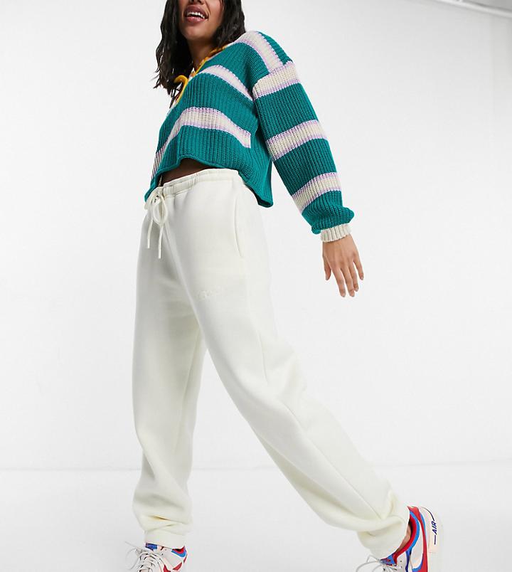 Collusion Unisex Oversized Sweatpants With Embroidered Logo In Ecru - Part Of A Set-white