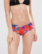 Seafolly Ruched Side Retro Bikini Bottom In Field Trip Floral Print - Tangelo