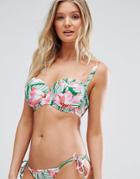 Asos Fuller Bust Mix And Match Exotic Palm Print Cupped Bandeau Bikini Top Dd-g - Multi