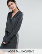 Asos Tall Lounge Hoodie Dress With Wrap Over - Gray