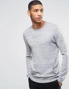 Asos Cotton Sweater With Kangaroo Pocket - Light Gray Slub