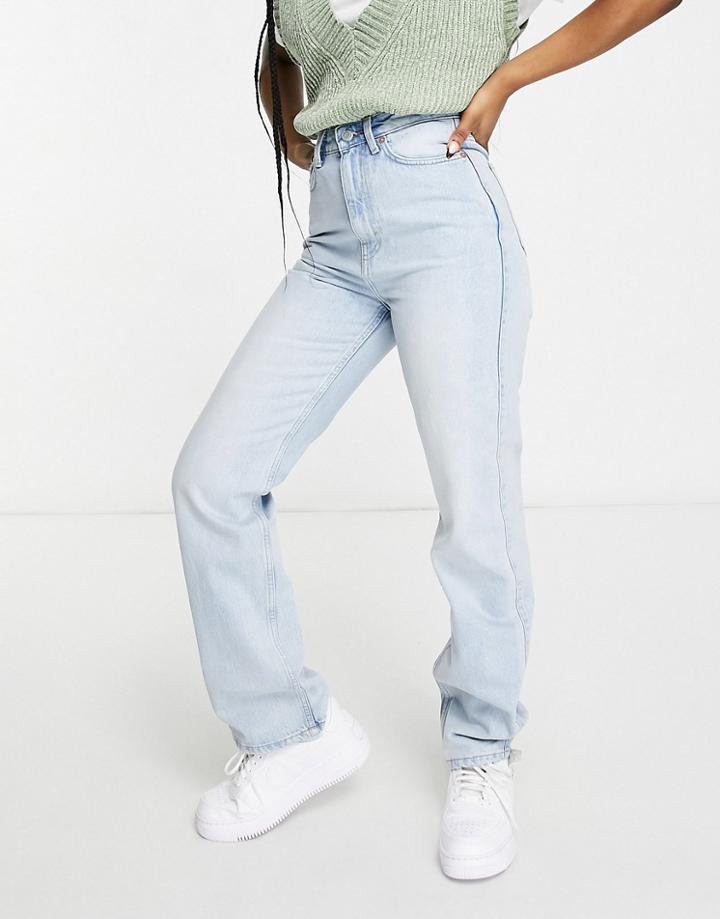 Weekday Rowe Organic Cotton Straight Leg Jeans In Fresh Blue Wash-blues