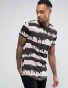 Religion T-shirt With Dripping Paint Stripe - Pink