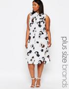 Ax Paris Plus Shirt Dress In Floral Print - White