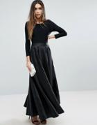 Traffic People Maxi Dress With Contrast Skirt - Black
