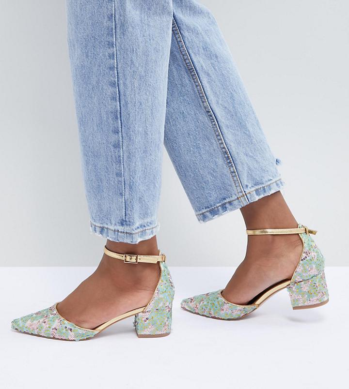 Asos Design Sizzle Embellished Mid Heels - Multi