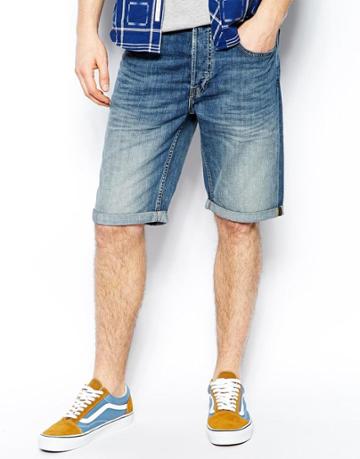 Lee 5 Pocket Denim Shorts Straight Fit Time Worn