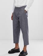 Twisted Tailor Tapered Cropped Pants In Tweed - Blue