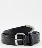Glamorous Curve Quilted Belt With Silver Hardwear In Black