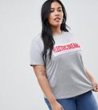 Asos Design Curve T-shirt With Sequin Electric Dreams Print - Gray