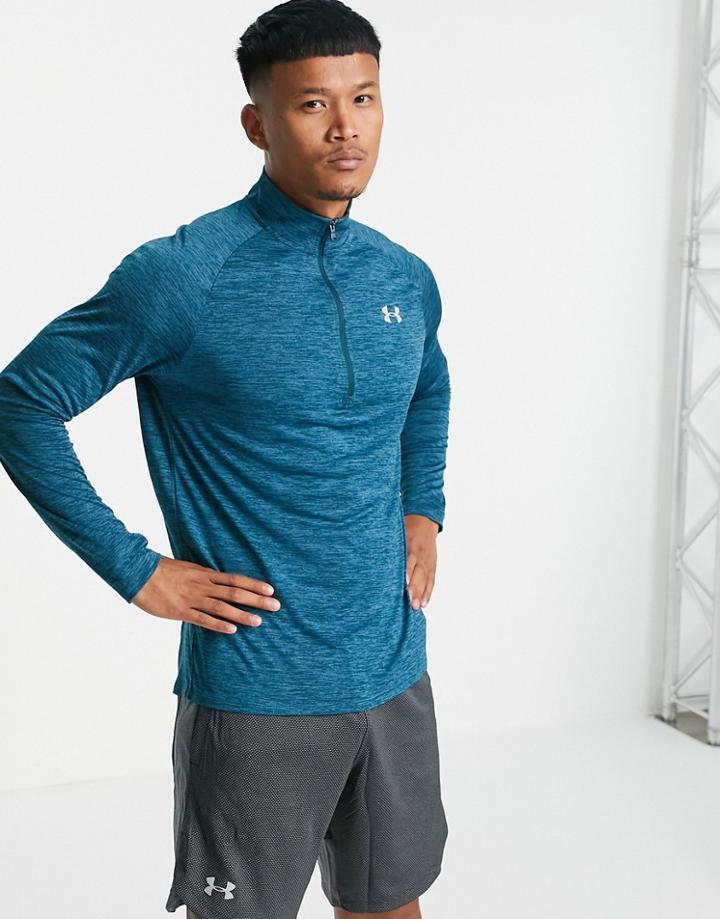 Under Armour Training Tech 2.0 1/2 Zip Top In Blue-green