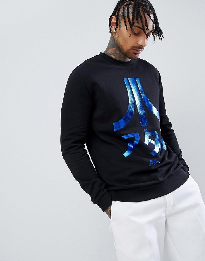 Asos Design Sweatshirt With Atari Print - Black