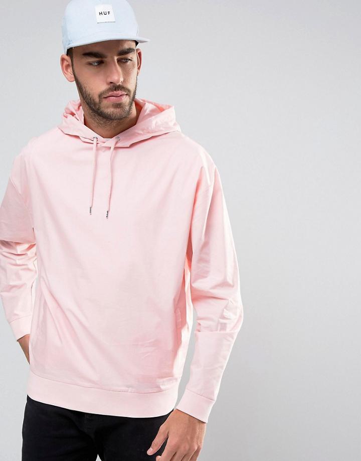 Asos Oversized Woven Hoodie In Pink - Pink