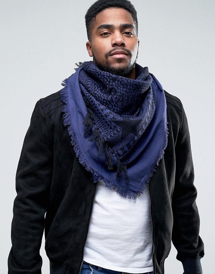 Diesel Mohawk Logo Scarf In Blue - Blue