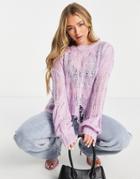 Kendall & Kylie Ripped Sweater In Lilac-purple