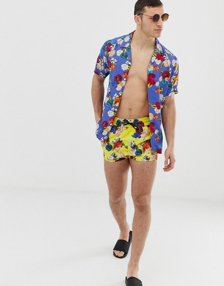 Asos Design Two-piece Relaxed Floral Shirt - Blue