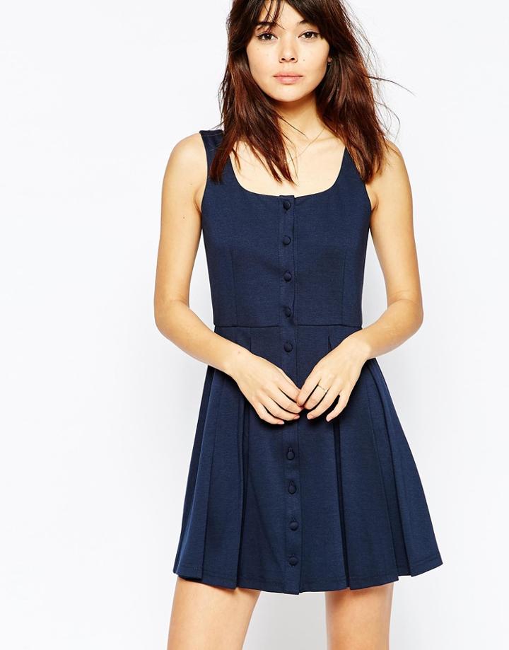 Asos Pinafore Mini Dress - Navy