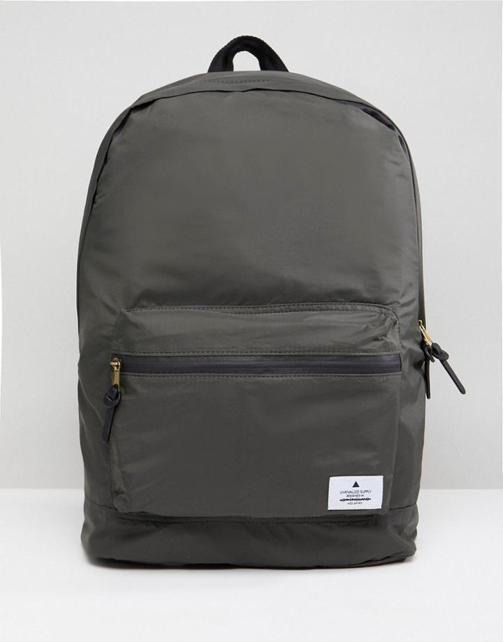 Asos Backpack In Khaki With Patch - Green