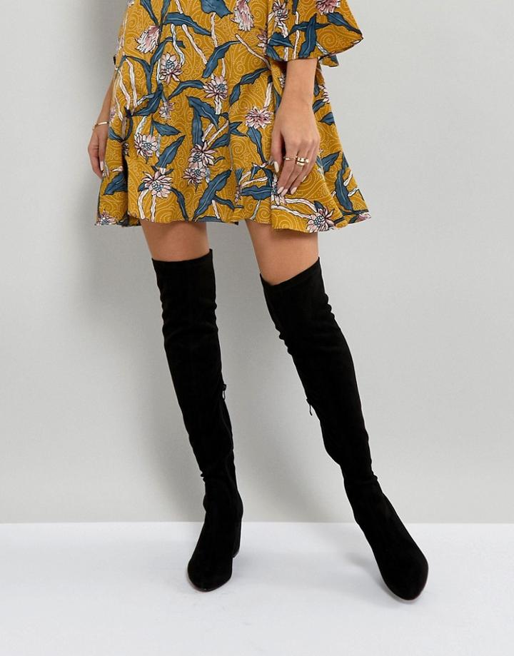 Raid Kola Black Block Heel Over The Knee Boots - Black