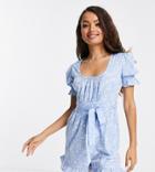 Influence Petite Romper In Blue Floral Print-blues