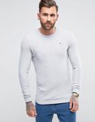 Le Shark Cotton Crew Neck Sweater With Contrast Tipping - Gray